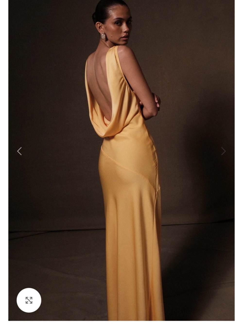 Meshki Golden Yellow Satin Maxi Dress - Picture 2 of 5